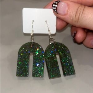 Black glittered Arch Earrings